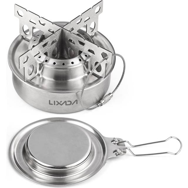 Portable Alcohol Stove with Cover/Cross Stand Ultralight Small Stainless Steel Stoves Outdoors for