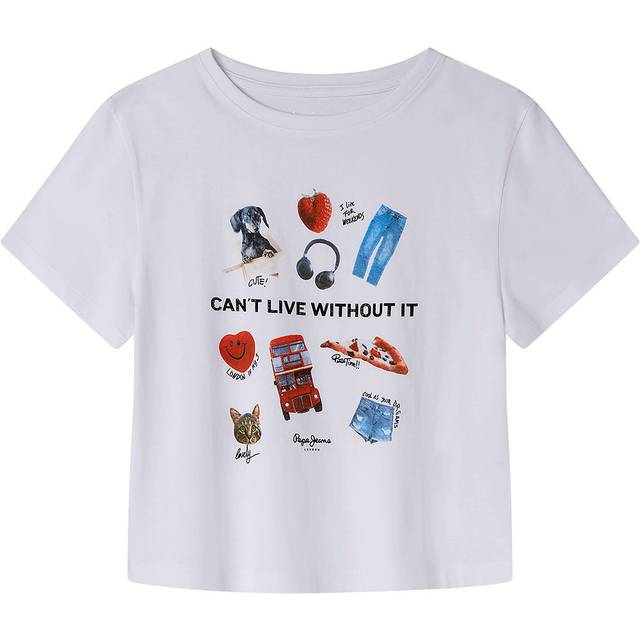 Pepe Jeans for girl. PG503135 T-shirt Cyndi white (10años= 140cm), Casual, Cotton, Short sleeve, children's fashion