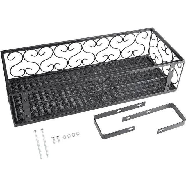 Iron Balcony Hanging Flower Rack Pot Stand Plant Storage Railing Shelf Decoration white