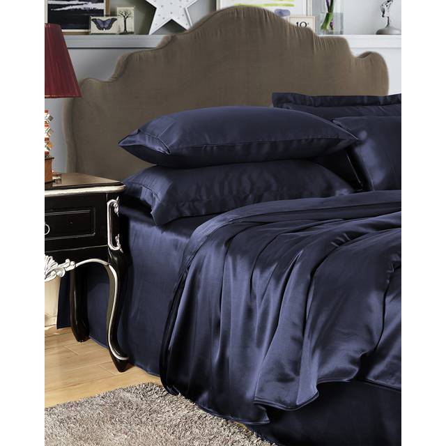 LILYSILK Silk Bedding Navy Blue UK Mulberry Silk Eco-Friendly Silk Duvet Cover Super King (260W x 220L cm)