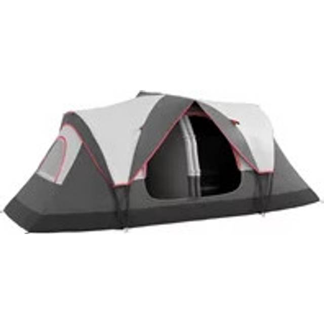 (Grey) Outsunny 2 Room Camping Tent with Waterproof Rainfly & Screen Panels