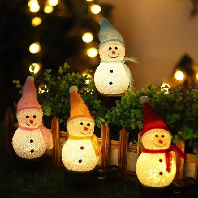 Solar Snowman Lights Outdoor Snowman Santa Ornament Solar Powered Landscape Pathway Light for Patio red