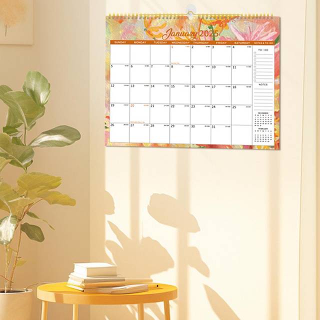 2025 Wall Calendar 12Months Hanging Calendar with Large Writing Blocks Suitable for Daily Monthly