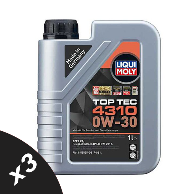 Liqui moly top tec 4310 0w-30 semi synthetic engine oil acea c2 3x1l