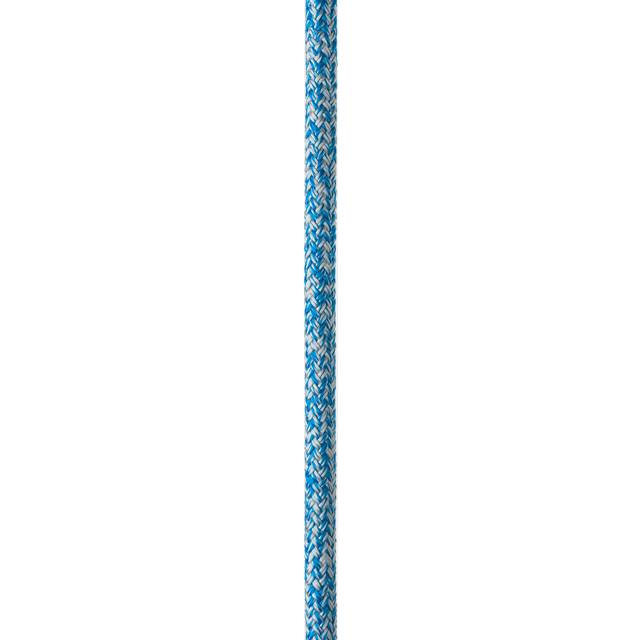 Fallina med naken splitsad Dyneema-ögla Robline Globe Pro, Robtec-kärna (HMPE), 24-flätat polyester-hölje, vit/blå, 30 meter x Ø8 mm