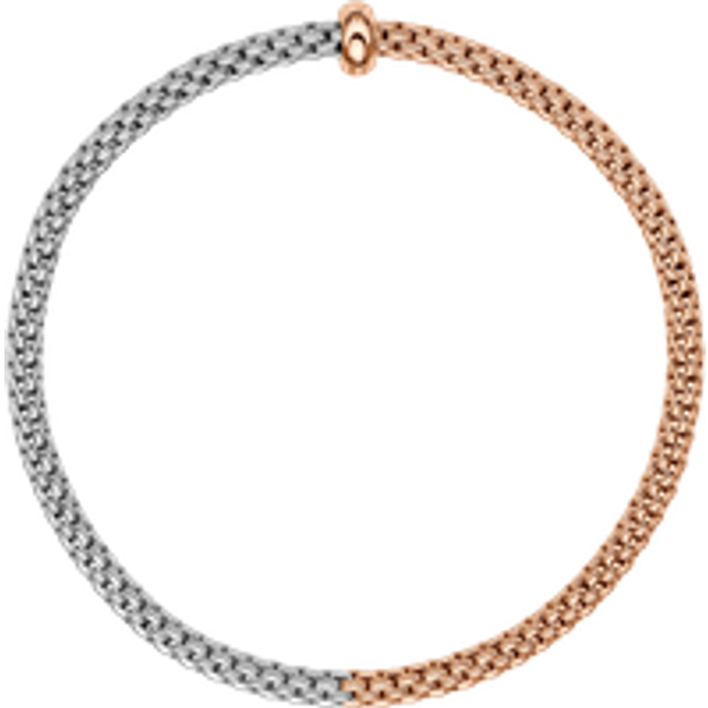 Fope 18ct Rose & White Gold Bicolour Diamond Flex'it Bracelet - XS