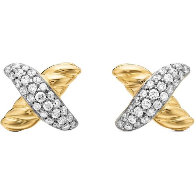 David Yurman - 18kt yellow gold Petite X diamond stud earrings (8.4mm) - women - Diamond/18kt Yellow Gold - One Size