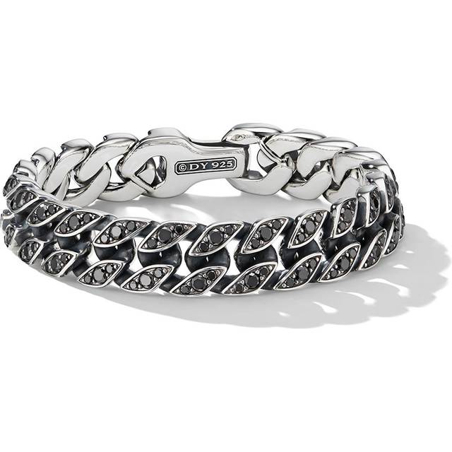 David Yurman - sterling silver Curb Chain bracelet (14.5mm) - men - Sterling Silver/Black Diamond - S