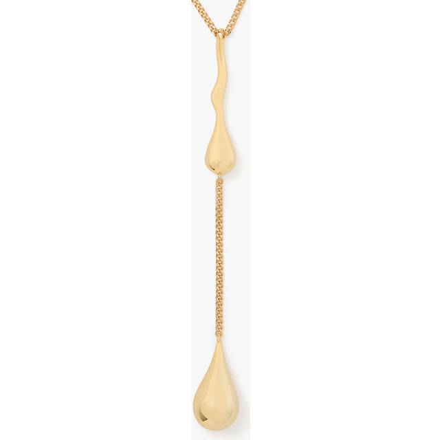 kate spade new york Cubic Zirconia Sculptural Drop Necklace, Clear/Gold
