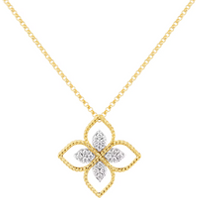 Roberto Coin 18ct Rose Gold 0.18ct Diamond Princess Flower Necklace