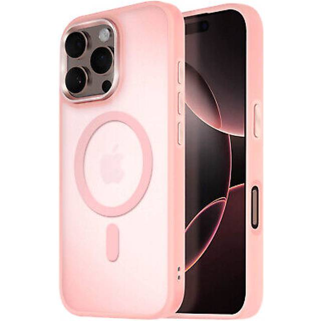 Avizar Hull Cover For Iphone 16 Pro Max Back Mat Frosty Surround, Pink