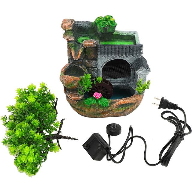 Indoor Waterfall Tabletop Fountain Rockery Water Plants Waterwheel Tabletop Fountain Decoration for