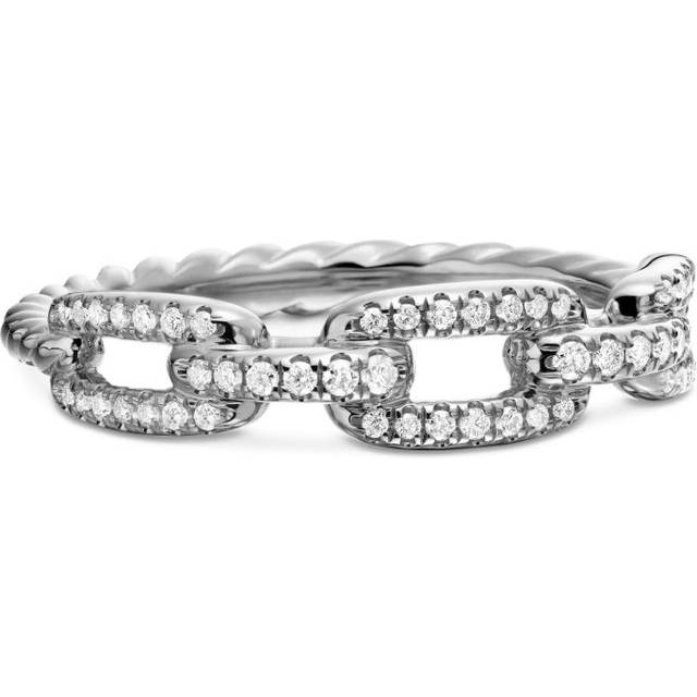 David Yurman - 18kt white gold Stax Chain Link diamond ring (4.5mm) - women - Diamond/18kt White Gold - 8.5 - Silver