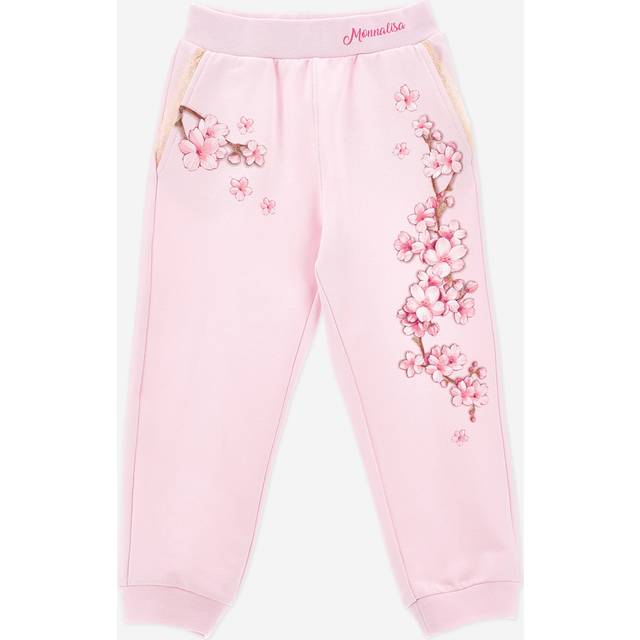 Monnalisa Girls Pink Blossom Print Joggers - 10 year