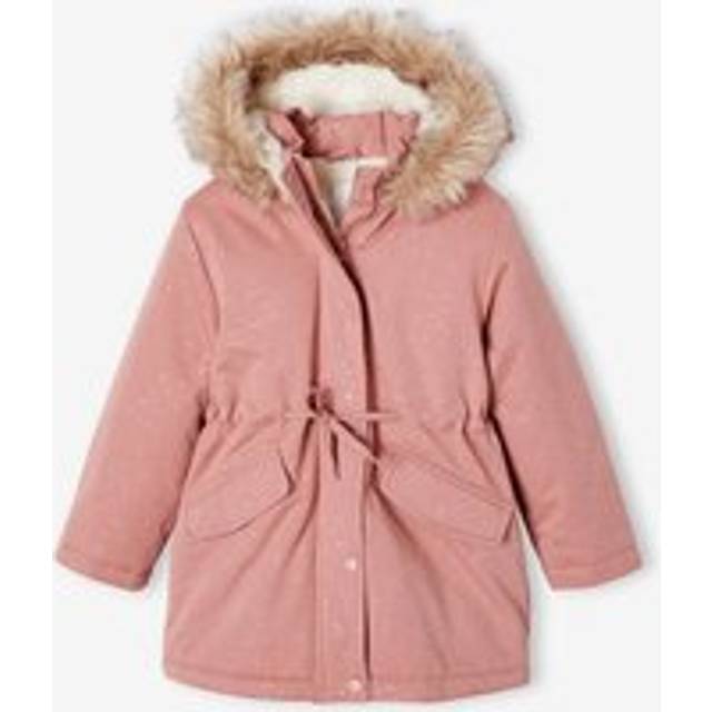 Glittery Parka Lined in Faux Fur, for Girls blush