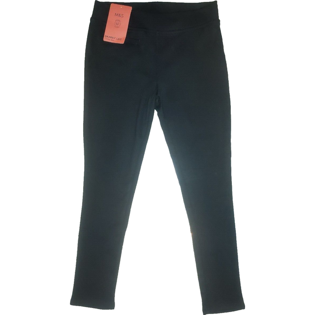 Girls age 10-11 years skinny leg trousers black m&s cotton rich jersey stretch