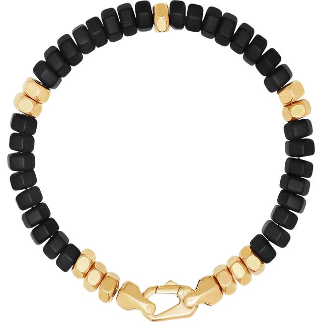 Nialaya Men's Hexagon Beaded Bracelet With Black Onyx and Gold Herr Armband Stl. M - Från Magasin (M)