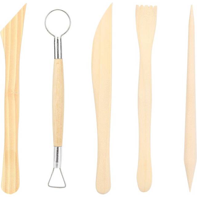 2 Set Clay Wood Sculpting Tool Wooden Handle Pottery Carving Ceramic Modelling Supplies