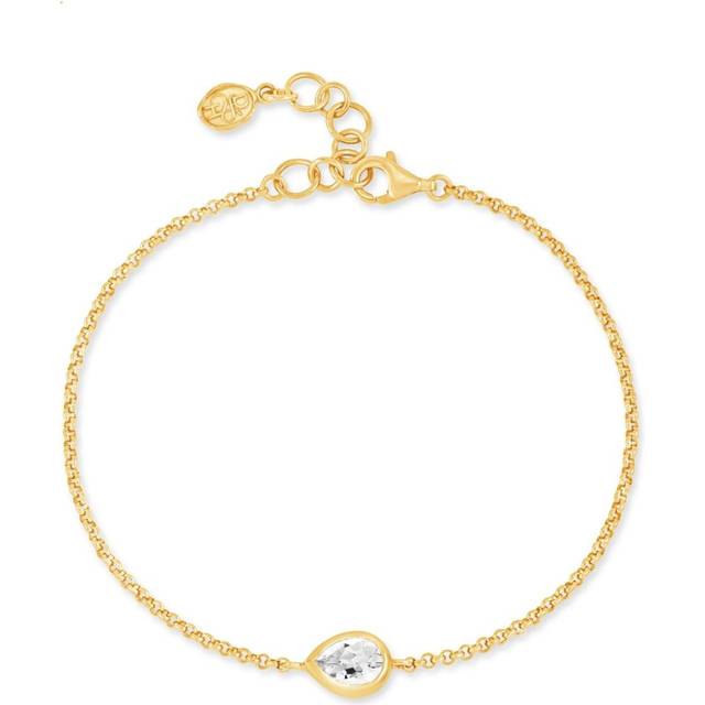 DOWER AND HALL - Pear Chain bracelet - women - White Topaz/18kt Yellow Gold Vermeil - One Size