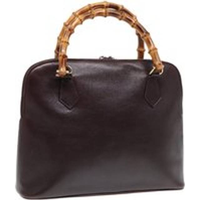 Womens Preloved Bamboo Top Handle Bag Brown Leather Wo Handbags - One Size