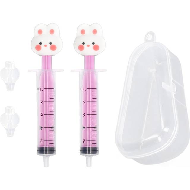 2pcs Baby Nasal Irrigator Cartoon Shaped Syringe Type Silicone Infant Nose Cleaner Rinsing Device stark rosa