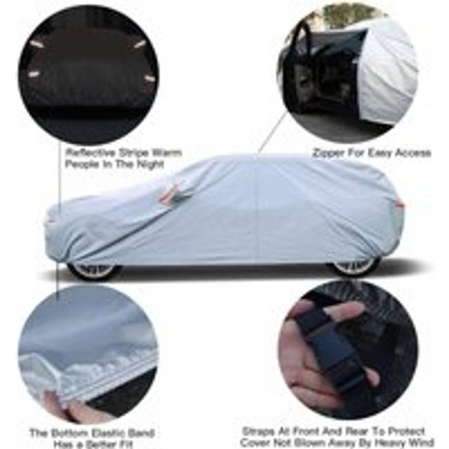 Waterproof Breathable Car Cover, 6 Layers Outdoor Car Cover Against Rain Sun Dust with Zipper and Cotton Lining for 4x4/SUV 460 to 485 cm, yl