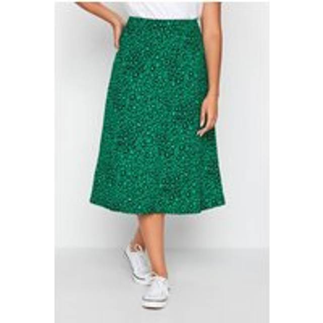 M&Co Green Leopard Print Jersey Midi Skirt 10 M&Co Womens