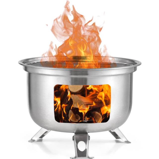 Portable Camping Stove Mini Backpacking Wood Burning Stove Survival Alcohol Burner Charcoal Grill silver
