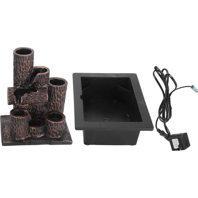 Tabletop Fountain Resin Desktop Tiered Water Fountain LED Light Relaxation Indoor Waterfall EU Plug