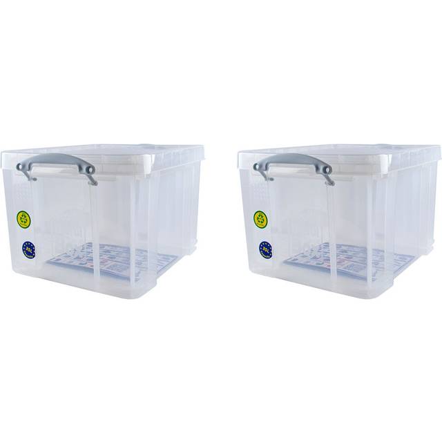 Really Useful Box 35L White Handles Pack of 2, Clear