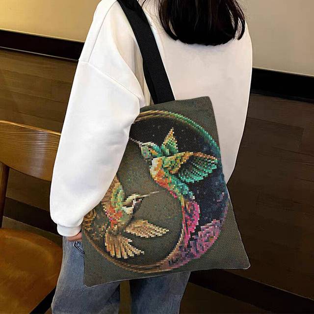 Durable cross stitch kit with instructions embroidery hummingbird bag useful