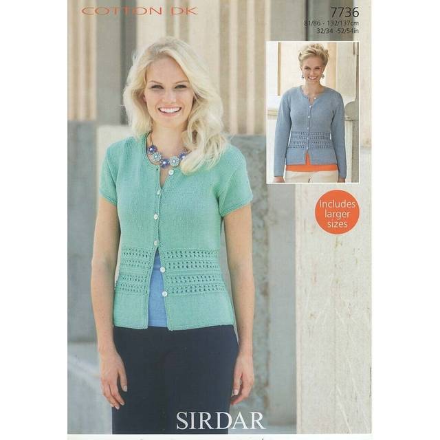 Sirdar cotton dk knitting pattern - 7736 ladies cardiga