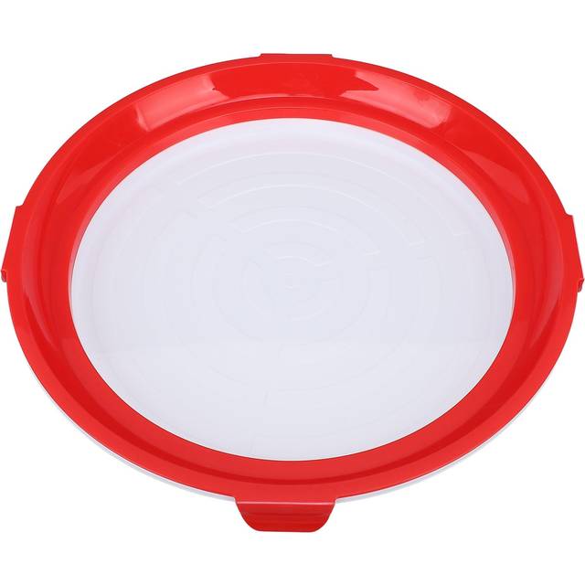 Food Preservation Tray Multipurpose Round Shape Reusable Vacuum Sealing Stackable Food Storage Tray L red