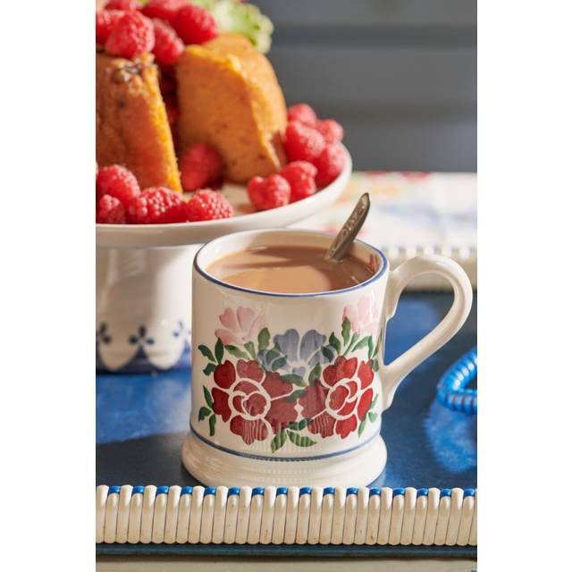Emma Bridgewater Antique Roses Half Pint Earthenware Mug, 300ml, Pink