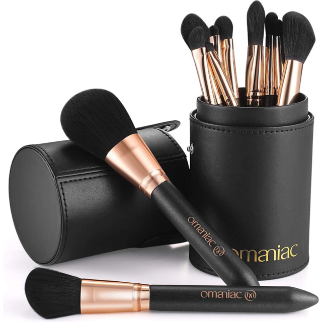 Omaniac professional makeup brushes set 12pcs, pearl flash handles, comfortable