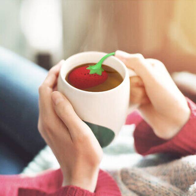 Cute silicone tea infuser food grade strawberry shape design tea filter funny gb
