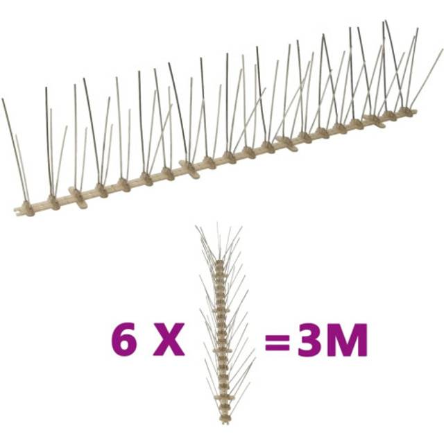 vidaXL 5-row Plastic Bird & Pigeon Spikes Set of 6 3 m