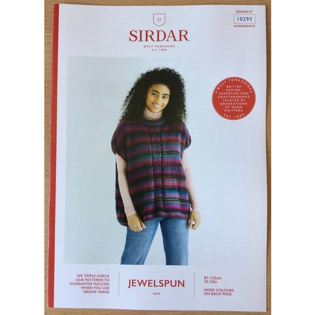 Sirdar Jewelspun Aran Ladies Tunic Pattern 10293 81cm-137cm