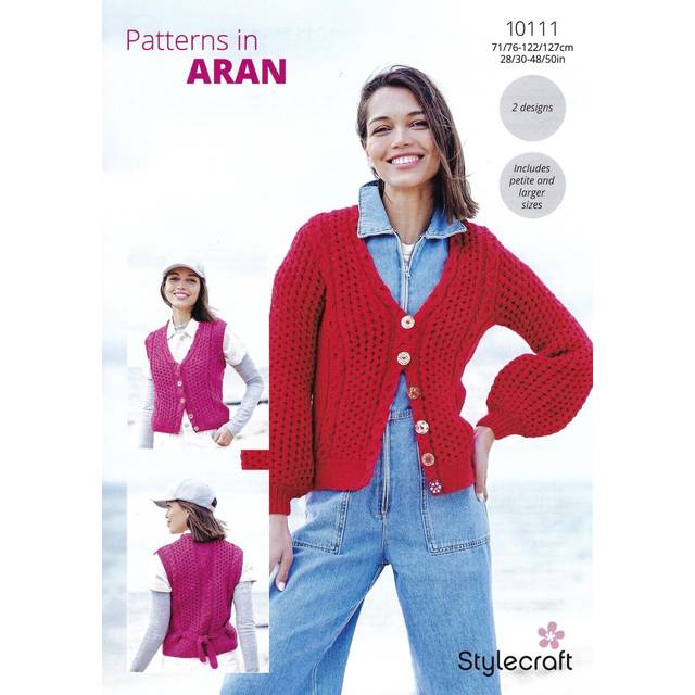 Stylecraft aran knitting pattern - 9895 ladies cardigan & waistcoat
