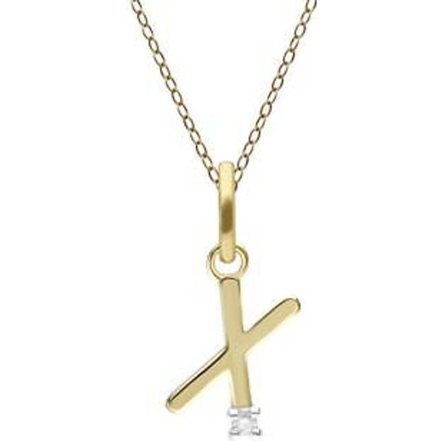 Initial Diamond Letter Necklace In 9ct Yellow Gold