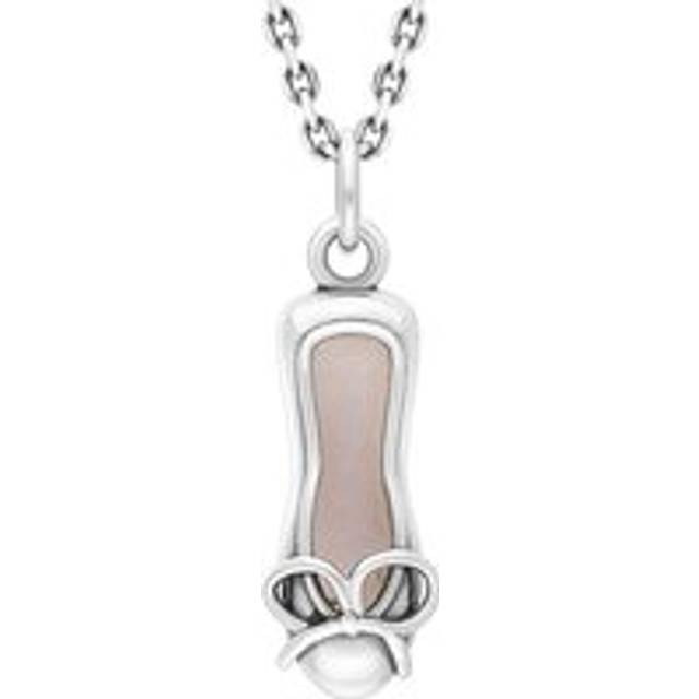 Sterling Silver Pink Mother of Pearl Ballet Slipper Pendant