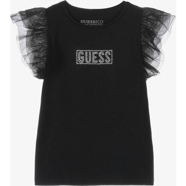 Guess Girls Black Cotton & Tulle T-Shirt - 12 year