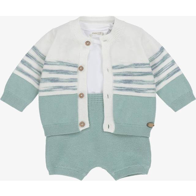 Mayoral Newborn Baby Boys Green Cotton Knit Shorts Set - 12 month