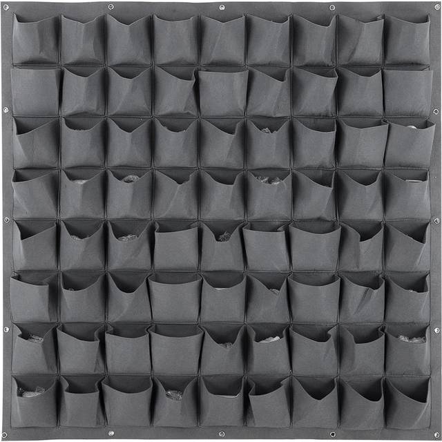 Indoor Outdoor 72 Pockets Garden Vertical Wall Hanging Planter Plant Growing Bags Gray