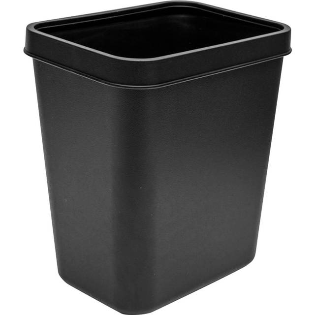8L Rectangle Waste Bin Thicken Plastic Open Top Trash Can for Kitchen Bathroom Hotel Office Black