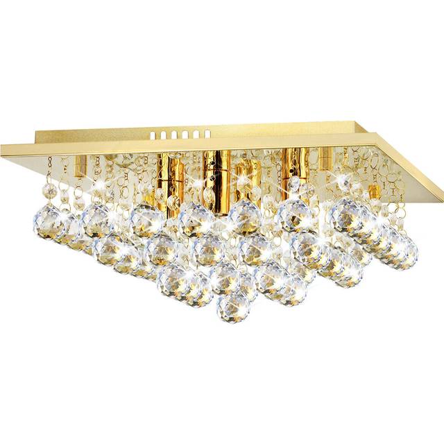 Modern led crystal droplet square chandelier classic gold ceiling light m0142