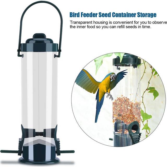 1pc Outdoor Garden Plastic Transparent Hanging Wild Bird Feeder Seed Container Storage