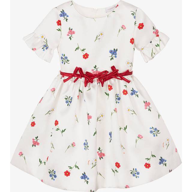 Monnalisa Girls White Garden Flower Dress - 6 year