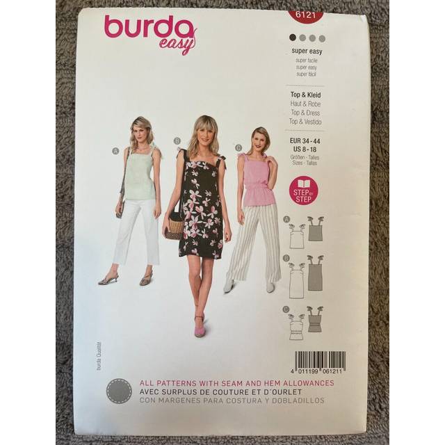 Burda Sewing Pattern 6121 Women 34-44 Tops, Dresses