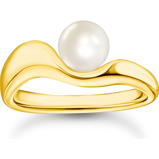 Thomas Sabo Gold-plated ring with freshwater pearl Natural Beauty white TR2485-430-14-60 - yellow gold-coloured/white